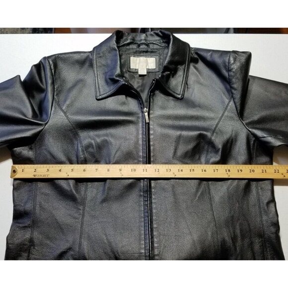 Worthington Full Zip Black 100% Leather Jacket Lined Pockets RN 93677 Women's XL - Picture 7 of 16